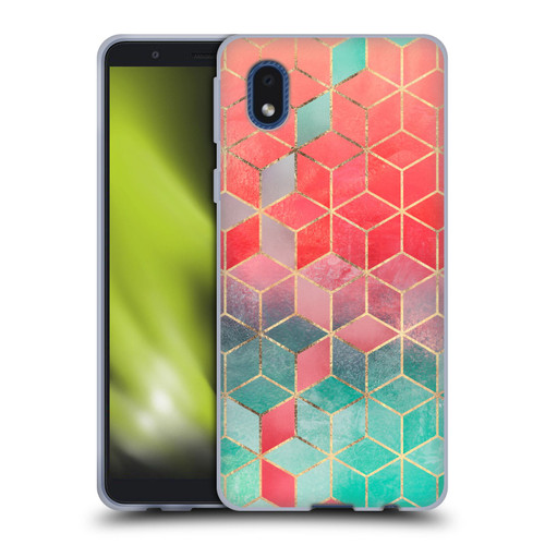 Elisabeth Fredriksson Cubes Collection Rose And Turquoise Soft Gel Case for Samsung Galaxy A01 Core (2020)