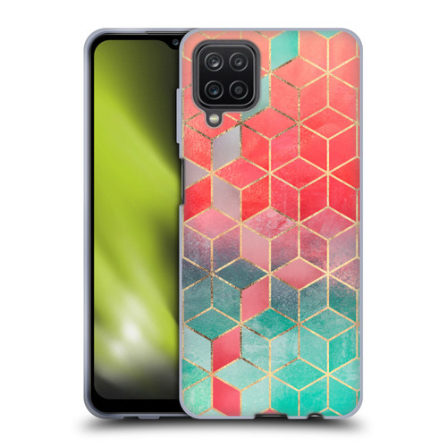 Elisabeth Fredriksson Cubes Collection Rose And Turquoise Soft Gel Case for Samsung Galaxy A12 (2020)