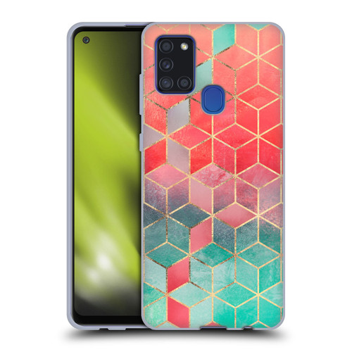 Elisabeth Fredriksson Cubes Collection Rose And Turquoise Soft Gel Case for Samsung Galaxy A21s (2020)