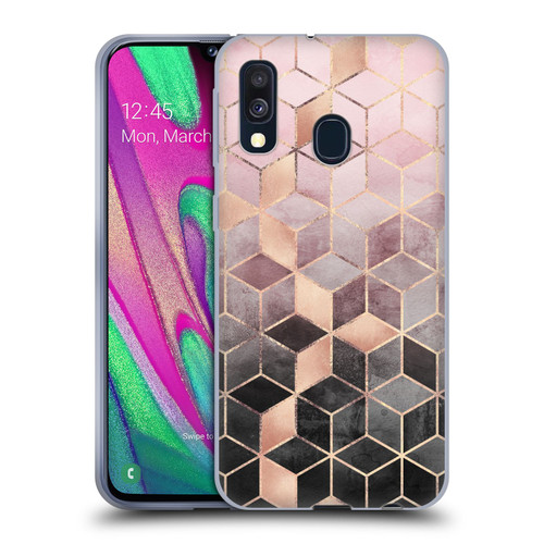 Elisabeth Fredriksson Cubes Collection Pink And Grey Gradient Soft Gel Case for Samsung Galaxy A40 (2019)