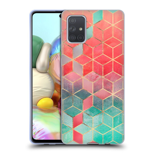 Elisabeth Fredriksson Cubes Collection Rose And Turquoise Soft Gel Case for Samsung Galaxy A71 (2019)