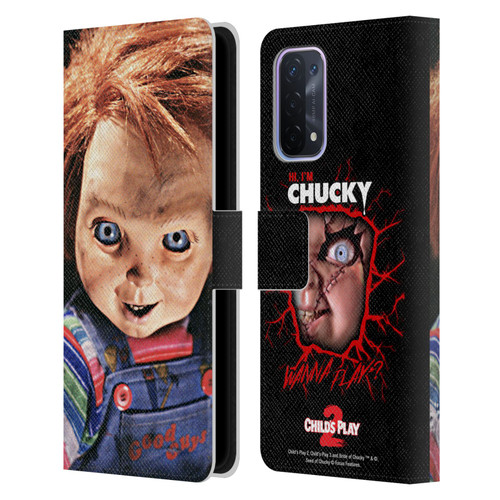 Child's Play II Key Art Doll Stare Leather Book Wallet Case Cover For OPPO A54 5G