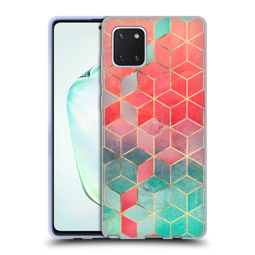 Elisabeth Fredriksson Cubes Collection Rose And Turquoise Soft Gel Case for Samsung Galaxy Note10 Lite