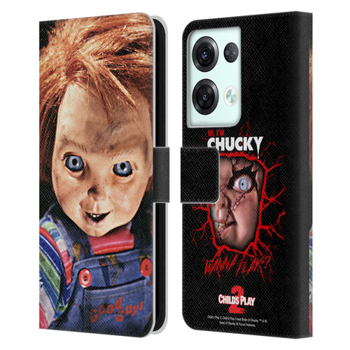 Child's Play II Key Art Doll Stare Leather Book Wallet Case Cover For OPPO Reno8 Pro