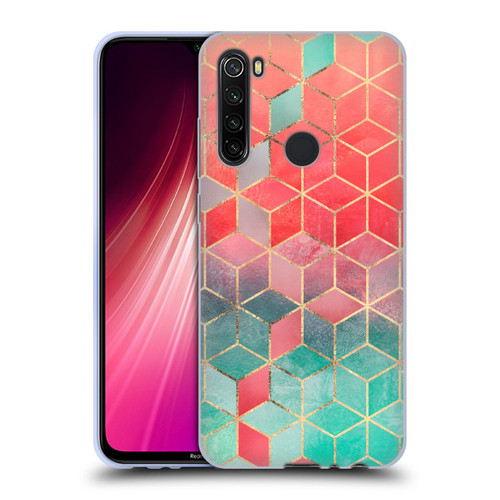 Elisabeth Fredriksson Cubes Collection Rose And Turquoise Soft Gel Case for Xiaomi Redmi Note 8T