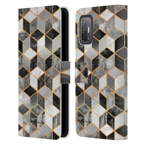 Elisabeth Fredriksson Cubes Collection Black And White Leather Book Wallet Case Cover For HTC Desire 21 Pro 5G