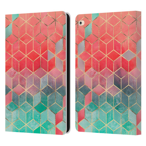 Elisabeth Fredriksson Cubes Collection Rose And Turquoise Leather Book Wallet Case Cover For Apple iPad Air 2 (2014)