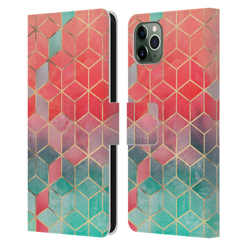 Elisabeth Fredriksson Cubes Collection Rose And Turquoise Leather Book Wallet Case Cover For Apple iPhone 11 Pro Max