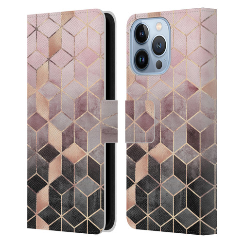 Elisabeth Fredriksson Cubes Collection Pink And Grey Gradient Leather Book Wallet Case Cover For Apple iPhone 13 Pro