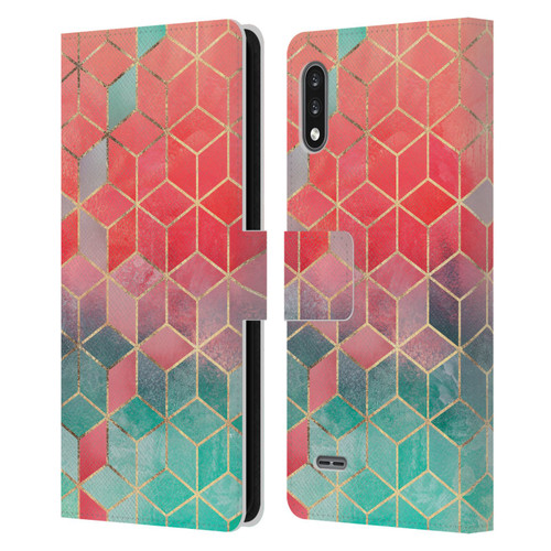 Elisabeth Fredriksson Cubes Collection Rose And Turquoise Leather Book Wallet Case Cover For LG K22