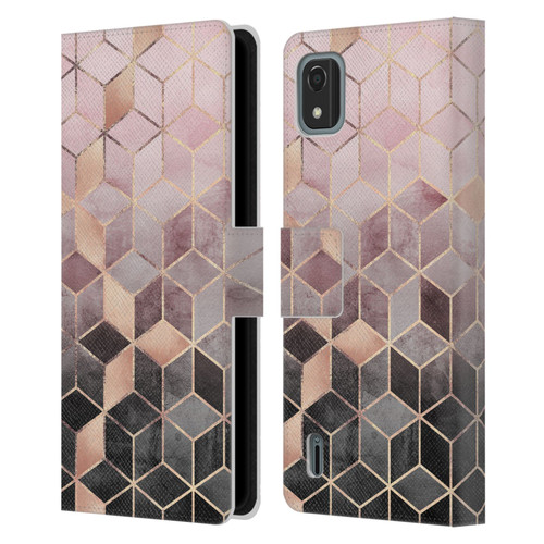 Elisabeth Fredriksson Cubes Collection Pink And Grey Gradient Leather Book Wallet Case Cover For Nokia C2 2nd Edition