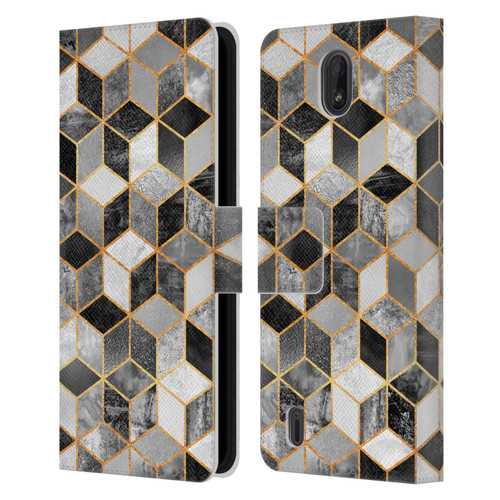 Elisabeth Fredriksson Cubes Collection Black And White Leather Book Wallet Case Cover For Nokia C01 Plus/C1 2nd Edition