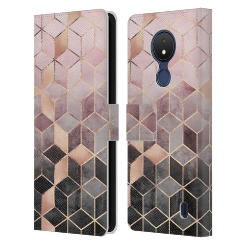 Elisabeth Fredriksson Cubes Collection Pink And Grey Gradient Leather Book Wallet Case Cover For Nokia C21