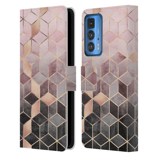 Elisabeth Fredriksson Cubes Collection Pink And Grey Gradient Leather Book Wallet Case Cover For Motorola Edge 20 Pro