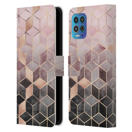 Elisabeth Fredriksson Cubes Collection Pink And Grey Gradient Leather Book Wallet Case Cover For Motorola Moto G100