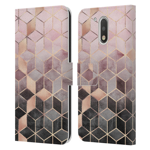 Elisabeth Fredriksson Cubes Collection Pink And Grey Gradient Leather Book Wallet Case Cover For Motorola Moto G41