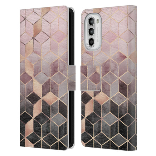 Elisabeth Fredriksson Cubes Collection Pink And Grey Gradient Leather Book Wallet Case Cover For Motorola Moto G52