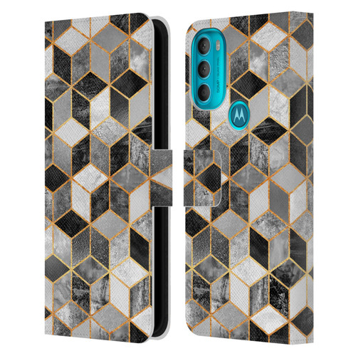Elisabeth Fredriksson Cubes Collection Black And White Leather Book Wallet Case Cover For Motorola Moto G71 5G