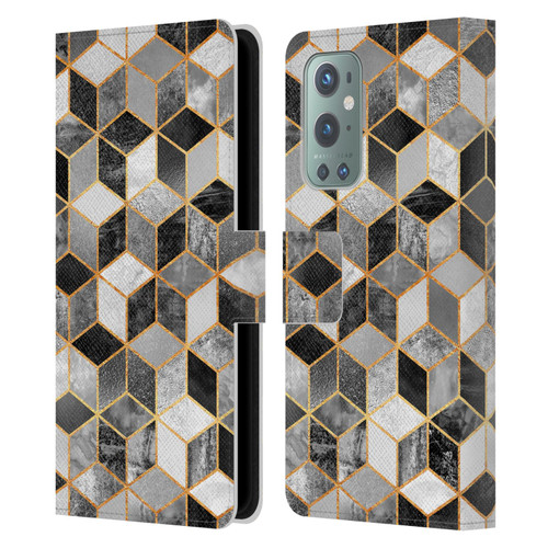Elisabeth Fredriksson Cubes Collection Black And White Leather Book Wallet Case Cover For OnePlus 9