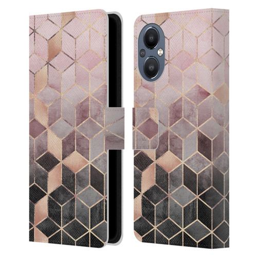 Elisabeth Fredriksson Cubes Collection Pink And Grey Gradient Leather Book Wallet Case Cover For OnePlus Nord N20 5G