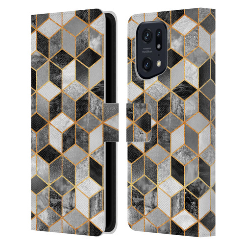 Elisabeth Fredriksson Cubes Collection Black And White Leather Book Wallet Case Cover For OPPO Find X5 Pro