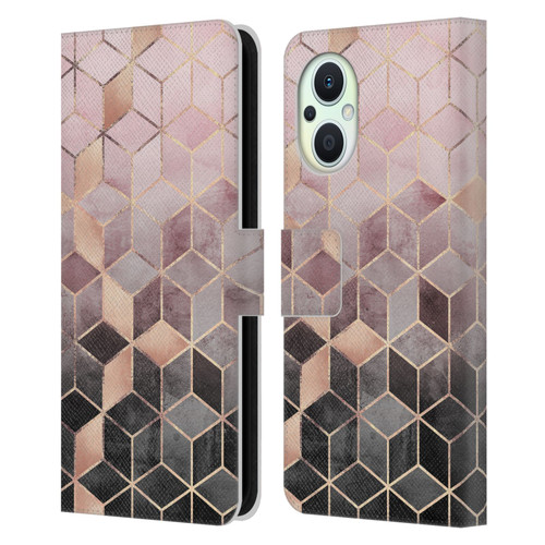 Elisabeth Fredriksson Cubes Collection Pink And Grey Gradient Leather Book Wallet Case Cover For OPPO Reno8 Lite