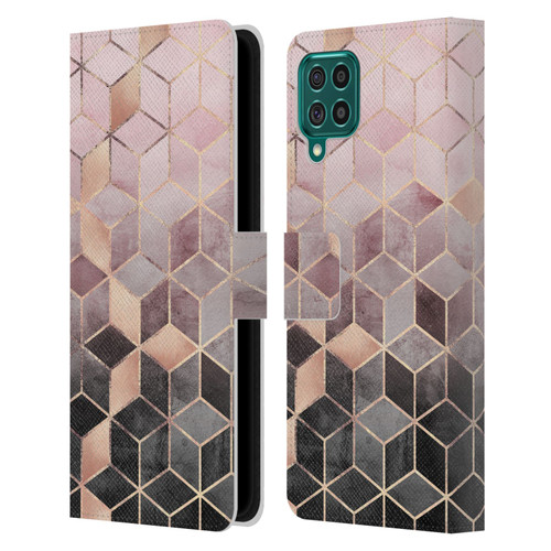 Elisabeth Fredriksson Cubes Collection Pink And Grey Gradient Leather Book Wallet Case Cover For Samsung Galaxy F62 (2021)