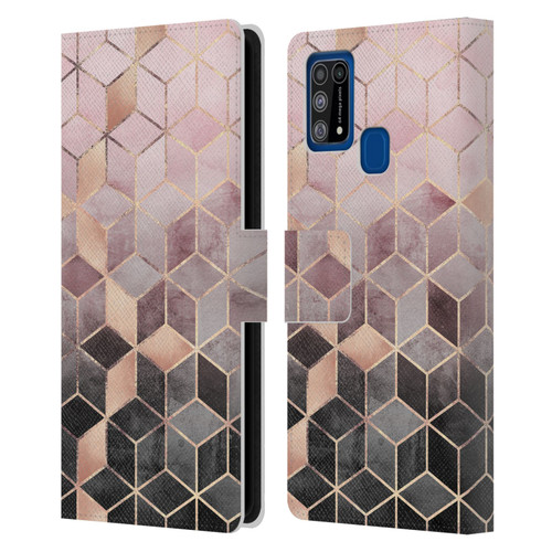 Elisabeth Fredriksson Cubes Collection Pink And Grey Gradient Leather Book Wallet Case Cover For Samsung Galaxy M31 (2020)