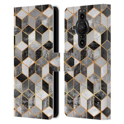 Elisabeth Fredriksson Cubes Collection Black And White Leather Book Wallet Case Cover For Sony Xperia Pro-I