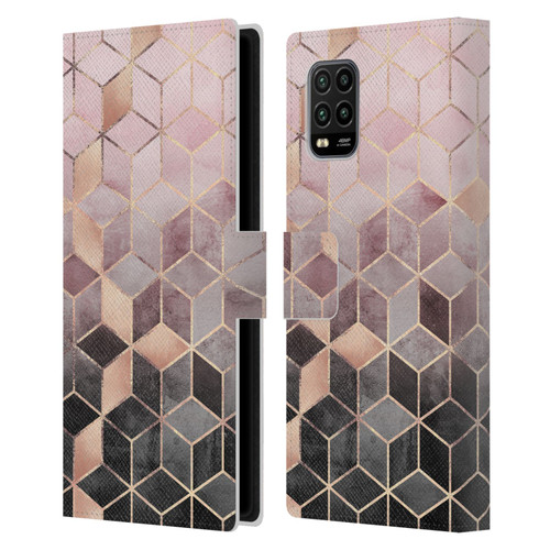 Elisabeth Fredriksson Cubes Collection Pink And Grey Gradient Leather Book Wallet Case Cover For Xiaomi Mi 10 Lite 5G