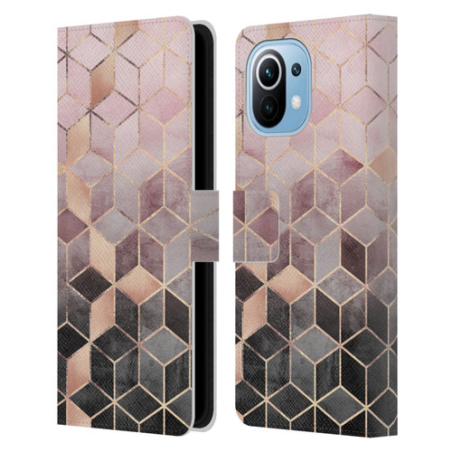 Elisabeth Fredriksson Cubes Collection Pink And Grey Gradient Leather Book Wallet Case Cover For Xiaomi Mi 11