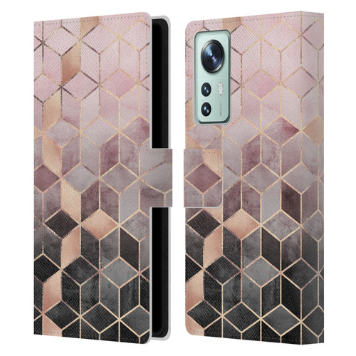 Elisabeth Fredriksson Cubes Collection Pink And Grey Gradient Leather Book Wallet Case Cover For Xiaomi 12