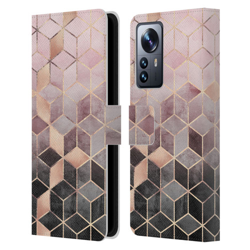 Elisabeth Fredriksson Cubes Collection Pink And Grey Gradient Leather Book Wallet Case Cover For Xiaomi 12 Pro