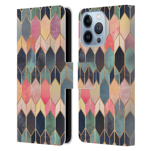 Elisabeth Fredriksson Geometric Design And Pattern Colourful Stained Glass Leather Book Wallet Case Cover For Apple iPhone 13 Pro
