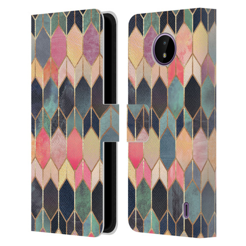 Elisabeth Fredriksson Geometric Design And Pattern Colourful Stained Glass Leather Book Wallet Case Cover For Nokia C10 / C20
