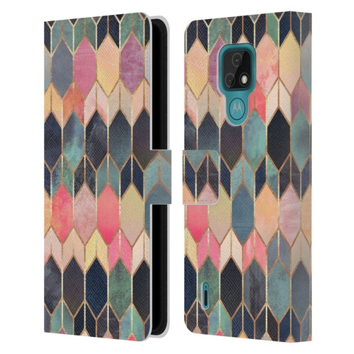 Elisabeth Fredriksson Geometric Design And Pattern Colourful Stained Glass Leather Book Wallet Case Cover For Motorola Moto E7