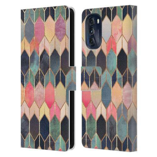 Elisabeth Fredriksson Geometric Design And Pattern Colourful Stained Glass Leather Book Wallet Case Cover For Motorola Moto G (2022)