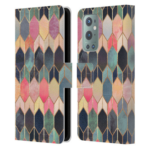 Elisabeth Fredriksson Geometric Design And Pattern Colourful Stained Glass Leather Book Wallet Case Cover For OnePlus 9