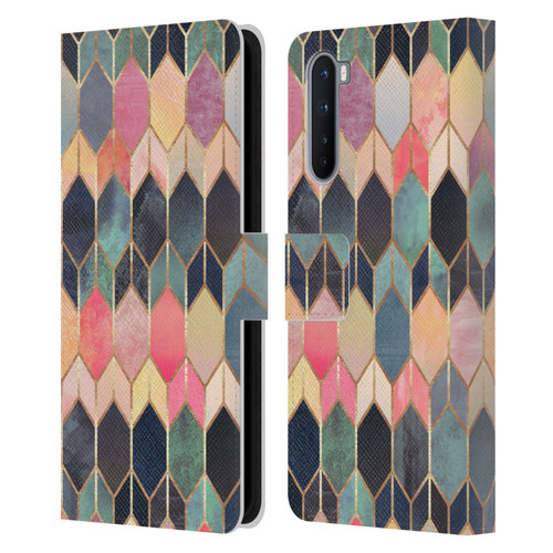 Elisabeth Fredriksson Geometric Design And Pattern Colourful Stained Glass Leather Book Wallet Case Cover For OnePlus Nord 5G