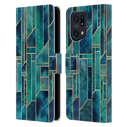 Elisabeth Fredriksson Geometric Design And Pattern Blue Skies Leather Book Wallet Case Cover For OPPO Find X5 Pro