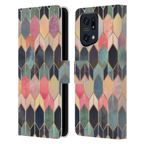 Elisabeth Fredriksson Geometric Design And Pattern Colourful Stained Glass Leather Book Wallet Case Cover For OPPO Find X5 Pro