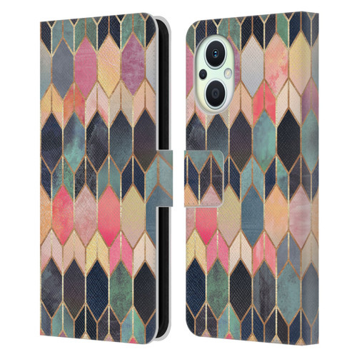 Elisabeth Fredriksson Geometric Design And Pattern Colourful Stained Glass Leather Book Wallet Case Cover For OPPO Reno8 Lite