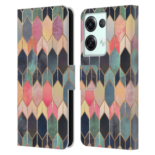 Elisabeth Fredriksson Geometric Design And Pattern Colourful Stained Glass Leather Book Wallet Case Cover For OPPO Reno8 Pro