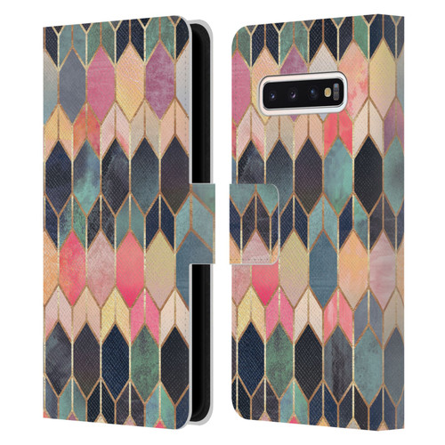 Elisabeth Fredriksson Geometric Design And Pattern Colourful Stained Glass Leather Book Wallet Case Cover For Samsung Galaxy S10