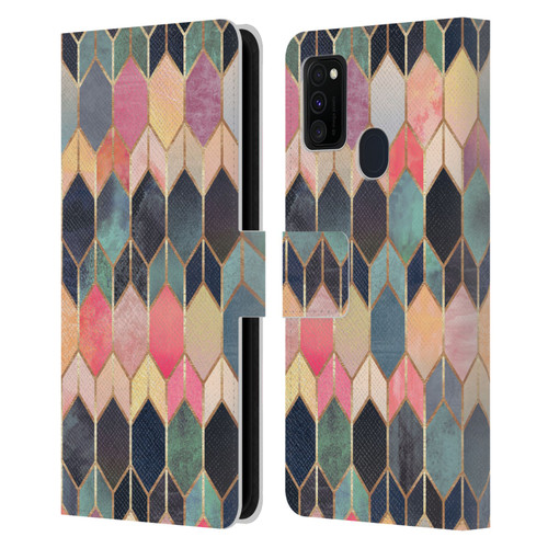 Elisabeth Fredriksson Geometric Design And Pattern Colourful Stained Glass Leather Book Wallet Case Cover For Samsung Galaxy M30s (2019)/M21 (2020)