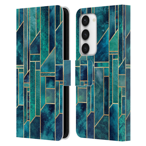 Elisabeth Fredriksson Geometric Design And Pattern Blue Skies Leather Book Wallet Case Cover For Samsung Galaxy S23 5G