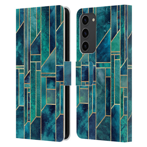 Elisabeth Fredriksson Geometric Design And Pattern Blue Skies Leather Book Wallet Case Cover For Samsung Galaxy S23+ 5G