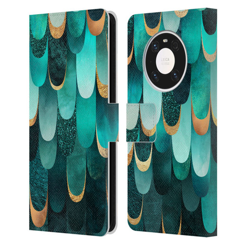 Elisabeth Fredriksson Sparkles Turquoise Leather Book Wallet Case Cover For Huawei Mate 40 Pro 5G