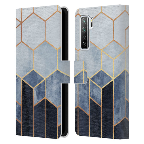 Elisabeth Fredriksson Sparkles Soft Blue Hexagons Leather Book Wallet Case Cover For Huawei Nova 7 SE/P40 Lite 5G