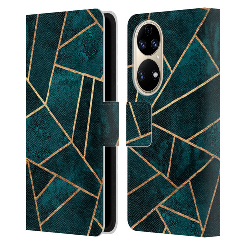 Elisabeth Fredriksson Sparkles Deep Teal Stone Leather Book Wallet Case Cover For Huawei P50